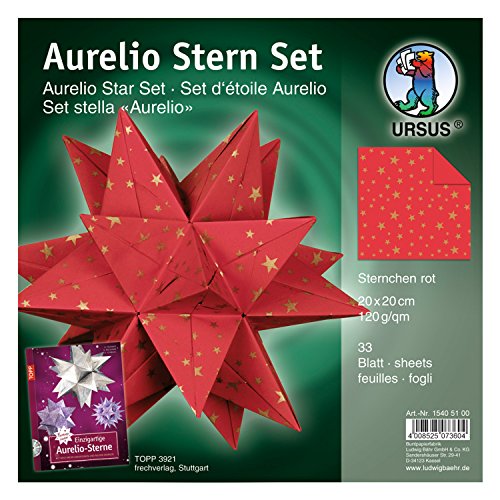 Ursus 15405100 - Faltblätter Aurelio Stern Sternchen, rot / gold, 33 Blatt, aus Papier 120 g/qm, ca. 20 x 20 cm, durchgefärbt, einseitig bedruckt, ideal als Weihnachtsdeko Ursus 15405100 - Faltblätter Aurelio Stern Sternchen, rot / gold, 33 Blatt, aus Papier 120 g/qm, ca. 20 x 20 cm, durchgefärbt, einseitig bedruckt, ideal als Weihnachtsdeko von Ursus