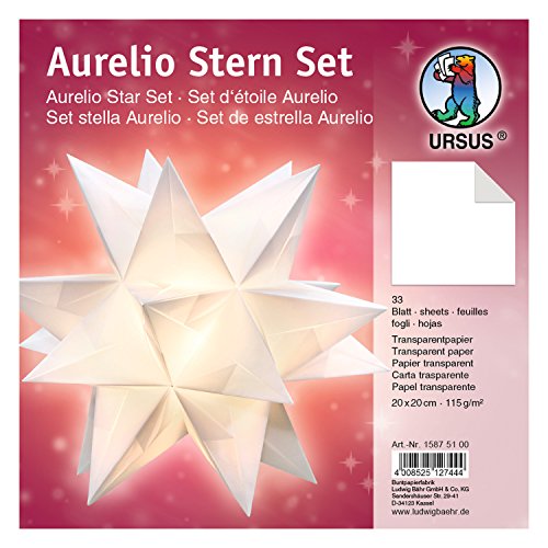 Ursus 15875100 - Faltblätter Aurelio Stern uni, weiß, 33 Blatt, aus Transparentpapier 115 g/qm, ca. 20 x 20 cm, einseitig bedruckt, ideal als zeitlose, elegante Wohndekoration Ursus 15875100 - Faltblätter Aurelio Stern uni, weiß, 33 Blatt, aus Transparentpapier 115 g/qm, ca. 20 x 20 cm, einseitig bedruckt, ideal als zeitlose, elegante Wohndekoration von Ursus
