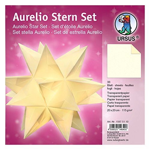 Ursus 15875110 - Faltblätter Aurelio Stern uni, creme, 33 Blatt, aus Transparentpapier 115 g/qm, ca. 20 x 20 cm, einseitig bedruckt, ideal als zeitlose, elegante Wohndekoration Ursus 15875110 - Faltblätter Aurelio Stern uni, creme, 33 Blatt, aus Transparentpapier 115 g/qm, ca. 20 x 20 cm, einseitig bedruckt, ideal als zeitlose, elegante Wohndekoration von Ursus