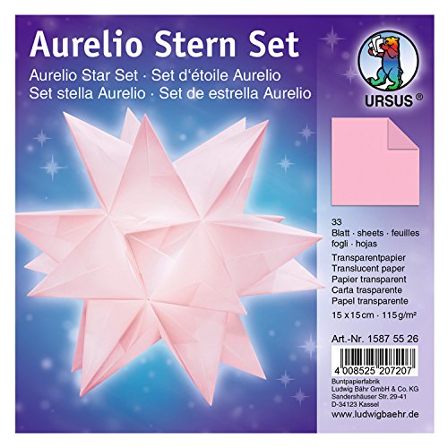 Ursus 15875526 - Faltblätter Aurelio Stern uni, rosa, 33 Blatt, aus Transparentpapier 115 g/qm, ca. 15 x 15 cm, einseitg bedruckt, ideal als zeitlose, elegante Wohndekoration Ursus 15875526 - Faltblätter Aurelio Stern uni, rosa, 33 Blatt, aus Transparentpapier 115 g/qm, ca. 15 x 15 cm, einseitg bedruckt, ideal als zeitlose, elegante Wohndekoration von Ursus