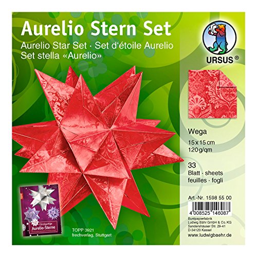 Ursus 15985500 - Faltblätter Aurelio Stern Wega, rot, 33 Blatt, aus Aluminiumfolie 120 g/qm, ca. 15 x 15 cm, beidseitig glänzend und geprägt, ideal als Weihnachtsdeko Ursus 15985500 - Faltblätter Aurelio Stern Wega, rot, 33 Blatt, aus Aluminiumfolie 120 g/qm, ca. 15 x 15 cm, beidseitig glänzend und geprägt, ideal als Weihnachtsdeko von Ursus