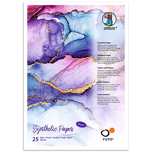 Ursus 16269200 - Yupo Paper, 85 g, DIN A5, 25 Blatt, synthetisch, glatte Oberfläche, reiß- und wasserfest, UV lichtecht, extrem strapazierfähig, 100% recyclebar, vielseitig verwendbar Ursus 16269200 - Yupo Paper, 85 g, DIN A5, 25 Blatt, synthetisch, glatte Oberfläche, reiß- und wasserfest, UV lichtecht, extrem strapazierfähig, 100% recyclebar, vielseitig verwendbar von Ursus