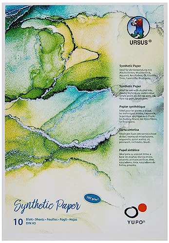 Ursus 16279200 - Yupo Paper, 192 g, DIN A5, 10 Blatt, synthetisch, glatte Oberfläche, reiß- und wasserfest, UV lichtecht, extrem strapazierfähig, 100% recyclebar, vielseitig verwendbar von Ursus