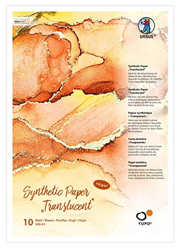 Ursus 16294000 - Yupo Synthetic Paper transparent, DIN A3, 10 Blatt, 153 g/qm, synthetisch, Glatte Oberfläche, reiß-und wasserfest, UV lichtecht, extrem strapazierfähig, 100% recyclebar, weiß Ursus 16294000 - Yupo Synthetic Paper transparent, DIN A3, 10 Blatt, 153 g/qm, synthetisch, Glatte Oberfläche, reiß-und wasserfest, UV lichtecht, extrem strapazierfähig, 100% recyclebar, weiß von Ursus