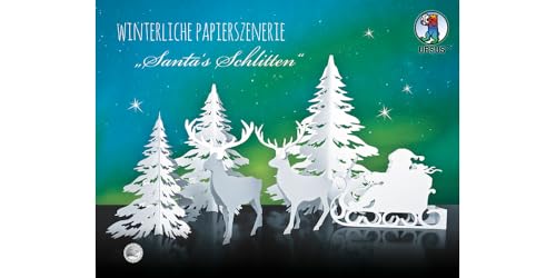 Ursus 17200002 - Winterliche Papierszenerie, Santa's Schlitten, weiß, 4 Blatt aus Bristolkarton 400 g/qm, gelasert und genutet, Set mit Bäume, Rentiere und Schlitten, inklusive Bastelanleitung Ursus 17200002 - Winterliche Papierszenerie, Santa's Schlitten, weiß, 4 Blatt aus Bristolkarton 400 g/qm, gelasert und genutet, Set mit Bäume, Rentiere und Schlitten, inklusive Bastelanleitung von Ursus