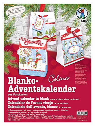 Ursus 17800002 - Adventskalender, Celina blanko, 300 g/qm, aus Fotokarton, hochweiß, vorgestanzt und genutet, 24 Geschenkboxen, 48 Paper Tags, Kreativ Sticker in gold, inklusive Bastelanleitung Ursus 17800002 - Adventskalender, Celina blanko, 300 g/qm, aus Fotokarton, hochweiß, vorgestanzt und genutet, 24 Geschenkboxen, 48 Paper Tags, Kreativ Sticker in gold, inklusive Bastelanleitung von Ursus
