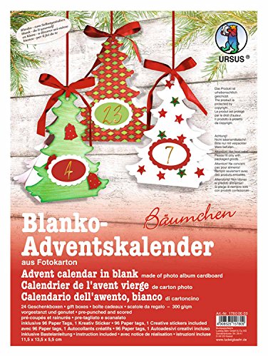Ursus 17800003 - Adventskalender, Bäumchen blanko, 300 g/qm, aus Fotokarton, hochweiß, vorgestanzt und genutet, 24 Geschenkboxen, 96 Paper Tags, Kreativ Sticker in gold, inklusive Bastelanleitung Ursus 17800003 - Adventskalender, Bäumchen blanko, 300 g/qm, aus Fotokarton, hochweiß, vorgestanzt und genutet, 24 Geschenkboxen, 96 Paper Tags, Kreativ Sticker in gold, inklusive Bastelanleitung von Ursus