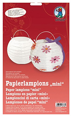 Ursus 18470000 - Blanco Papierlampion Mini, weiß, Durchmesser, ca. 10 cm, 6 Stück, schwe entflammbar, inklusive Teelichthalter, zum Selbstgestalten, ideal für den nächsten Laternenlauf Ursus 18470000 - Blanco Papierlampion Mini, weiß, Durchmesser, ca. 10 cm, 6 Stück, schwe entflammbar, inklusive Teelichthalter, zum Selbstgestalten, ideal für den nächsten Laternenlauf von Ursus