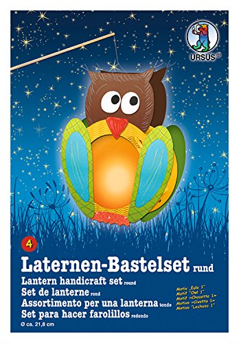 Ursus 18700004 - Laternen Bastelset, Eule 1, ca. 21,8 x 21 x 10,3 cm, Durchmesser ca. 21,8 cm, inklusive Vorlagebogen mit Bastelanleitung, zum Selbstgestalten, ideal für den nächsten Laternenlauf von Ursus