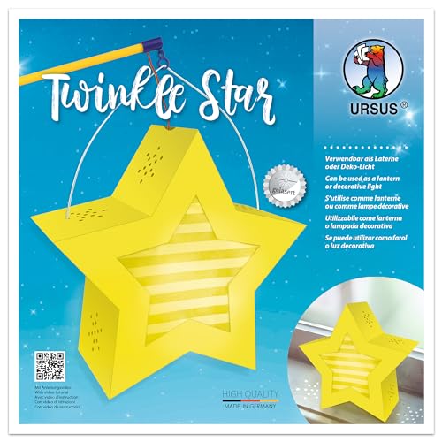 Ursus 18770001 - Twinkle Star, gelb, ca. 19,3 x 18,3 x 8 cm, Laternen Rohling Stern aus Fotokarton 300 g/m² gelasert und genutet, 2 Sterne aus Transparentpapier 115 g/m², Laternentragebügel Ursus 18770001 - Twinkle Star, gelb, ca. 19,3 x 18,3 x 8 cm, Laternen Rohling Stern aus Fotokarton 300 g/m² gelasert und genutet, 2 Sterne aus Transparentpapier 115 g/m², Laternentragebügel von Ursus