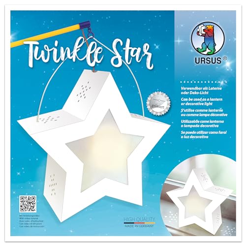 Ursus 18770002 - Twinkle Star, weiß, ca. 19,3 x 18,3 x 8 cm, Laternen Rohling Stern aus Fotokarton 300 g/m² gelasert und genutet, 2 Sterne aus Transparentpapier 115 g/m², Laternentragebügel Ursus 18770002 - Twinkle Star, weiß, ca. 19,3 x 18,3 x 8 cm, Laternen Rohling Stern aus Fotokarton 300 g/m² gelasert und genutet, 2 Sterne aus Transparentpapier 115 g/m², Laternentragebügel von Ursus