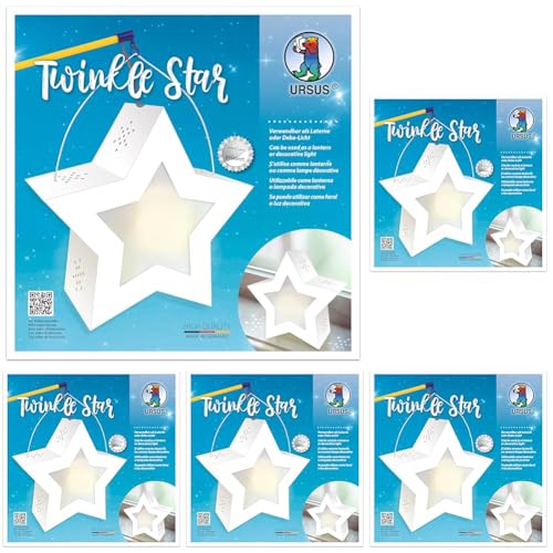 Ursus 18770002 - Twinkle Star, weiß, ca. 19,3 x 18,3 x 8 cm, Laternen Rohling Stern aus Fotokarton 300 g/m² gelasert und genutet, 2 Sterne aus Transparentpapier 115 g/m², Laternentragebügel Ursus 18770002 - Twinkle Star, weiß, ca. 19,3 x 18,3 x 8 cm, Laternen Rohling Stern aus Fotokarton 300 g/m² gelasert und genutet, 2 Sterne aus Transparentpapier 115 g/m², Laternentragebügel von Ursus