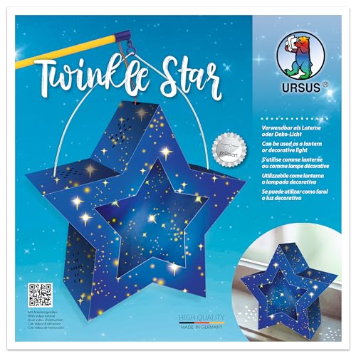 Ursus 18770003 - Twinkle Star, Sternenhimmel, ca. 19,3 x 18,3 x 8 cm, Laternen Rohling Stern aus Fotokarton 300 g/m² gelasert und genutet, 2 Sterne aus Transparentpapier 115 g/m², Laternentragebügel von Ursus