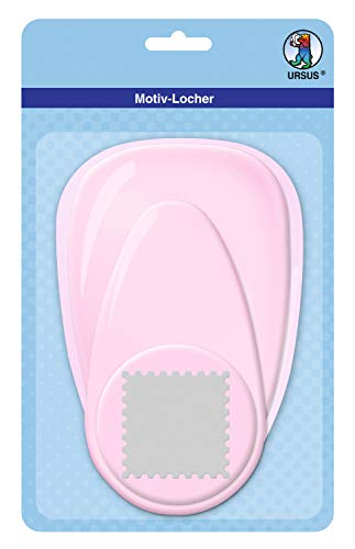 Ursus 19460060 - Motivlocher mit Hebel jumbo, Briefmarke, rosa, ausgestanztes Motiv ca. 76,2 mm, aus Kunststoff mit Metallstanze, geeignet für Grammaturen von 160 220 g /qm Ursus 19460060 - Motivlocher mit Hebel jumbo, Briefmarke, rosa, ausgestanztes Motiv ca. 76,2 mm, aus Kunststoff mit Metallstanze, geeignet für Grammaturen von 160 220 g /qm von Ursus
