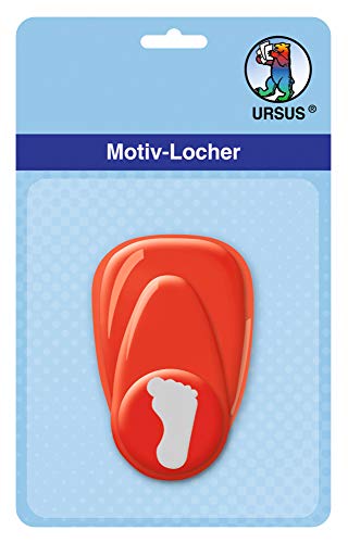 Ursus 19470002 - Motivlocher mit Hebel klein, Fuß, rot, ausgestanztes Motiv ca. 16 mm, aus Kunststoff mit Metallstanze, geeignet für Grammaturen von 160 220 g /qm Ursus 19470002 - Motivlocher mit Hebel klein, Fuß, rot, ausgestanztes Motiv ca. 16 mm, aus Kunststoff mit Metallstanze, geeignet für Grammaturen von 160 220 g /qm von Ursus