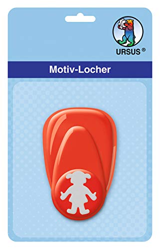 Ursus 19470008 - Motivlocher mit Hebel klein, Mädchen, rot, ausgestanztes Motiv ca. 16 mm, aus Kunststoff mit Metallstanze, geeignet für Grammaturen von 160 220 g /qm von Ursus