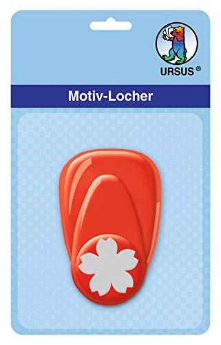 Ursus 19470045 - Motivlocher mit Hebel klein, Lotus, rot, ausgestanztes Motiv ca. 16 mm, aus Kunststoff mit Metallstanze, geeignet für Grammaturen von 160 220 g /qm von Ursus