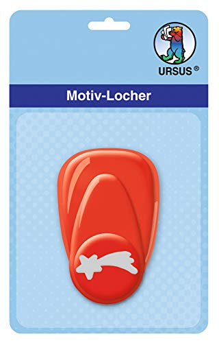 Ursus 19470068 - Motivlocher mit Hebel klein, Komet, rot, ausgestanztes Motiv ca. 16 mm, aus Kunststoff mit Metallstanze, geeignet für Grammaturen von 160 220 g /qm von Ursus