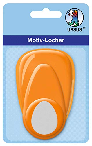 Ursus 19480020 - Motivlocher mit Hebel mittel, Ei, orange, ausgestanztes Motiv ca. 25,4 mm, aus Kunststoff mit Metallstanze, geeignet für Grammaturen von 160 220 g /qm von Ursus