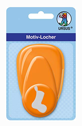 Ursus 19480030 - Motivlocher mit Hebel mittel, Socke, orange, ausgestanztes Motiv ca. 25,4 mm, aus Kunststoff mit Metallstanze, geeignet für Grammaturen von 160 220 g /qm von Ursus