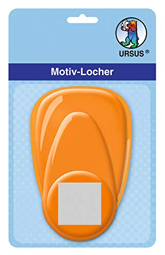Ursus 19480058 - Motivlocher mit Hebel mittel, Quadrat, orange, ausgestanztes Motiv ca. 25,4 mm, aus Kunststoff mit Metallstanze, geeignet für Grammaturen von 160 220 g /qm Ursus 19480058 - Motivlocher mit Hebel mittel, Quadrat, orange, ausgestanztes Motiv ca. 25,4 mm, aus Kunststoff mit Metallstanze, geeignet für Grammaturen von 160 220 g /qm von Ursus