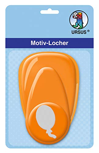 Ursus 19480070 - Motivlocher mit Hebel mittel, Luftballon, orange, ausgestanztes Motiv ca. 25,4 mm, aus Kunststoff mit Metallstanze, geeignet für Grammaturen von 160 220 g /qm von Ursus