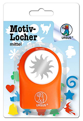 Ursus 19520005 - Motivlocher mittel, Sonne, aus Kunststoff mit Metallstanze, Durchmesser ca. 25,4 mm, für Papierqualitäten von 160-220 g/qm, mit Druckknopffunktion für eine einfache Handhabung Ursus 19520005 - Motivlocher mittel, Sonne, aus Kunststoff mit Metallstanze, Durchmesser ca. 25,4 mm, für Papierqualitäten von 160-220 g/qm, mit Druckknopffunktion für eine einfache Handhabung von Ursus