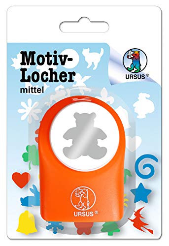 Ursus 19520018 - Motivlocher mittel, Bär, aus orangenem Kunststoff mit Metallstanze, Durchmesser ca. 25,4 mm, für Papierqualitäten von 160-220 g/qm, mit Druckknopffunktion für eine einfache Handhabung Ursus 19520018 - Motivlocher mittel, Bär, aus orangenem Kunststoff mit Metallstanze, Durchmesser ca. 25,4 mm, für Papierqualitäten von 160-220 g/qm, mit Druckknopffunktion für eine einfache Handhabung von Ursus