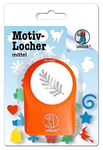 Ursus 19520033 - Motivlocher mittel, Farnblatt, aus orangenem Kunststoff mit Metallstanze, Durchmesser ca. 25,4 mm, für Papierqualitäten von 160-220 g/qm, mit Druckknopffunktion Ursus 19520033 - Motivlocher mittel, Farnblatt, aus orangenem Kunststoff mit Metallstanze, Durchmesser ca. 25,4 mm, für Papierqualitäten von 160-220 g/qm, mit Druckknopffunktion von Ursus