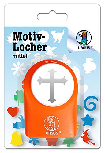 Ursus 19520054 - Motivlocher mittel, Kreuz, aus Kunststoff mit Metallstanze, Durchmesser ca. 25,4 mm, für Papierqualitäten von 160-220 g/qm, mit Druckknopffunktion für eine einfache Handhabung Ursus 19520054 - Motivlocher mittel, Kreuz, aus Kunststoff mit Metallstanze, Durchmesser ca. 25,4 mm, für Papierqualitäten von 160-220 g/qm, mit Druckknopffunktion für eine einfache Handhabung von Ursus