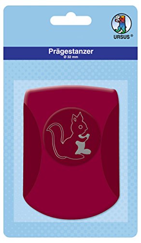 Ursus 19670093 - Prägestanzer, Eichhörnchen, rosa, ausgestanztes Motiv ca. 32 mm, aus Kunststoff mit Metallstanze, geeignet für Grammaturen von 180 240 g /qm, ideal für Motiv Konfetti von Ursus
