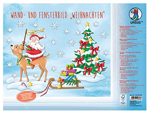 Ursus 21280099F - Wand und Fensterbild Weihnachten, 5 Stanzbögen in verschiedenen Motiven, ca. 24,8 x 33 cm, beidseitig Bedruckt, für eine farbenfrohe Raumgestaltung, ideal für das Kinderzimmer von Ursus