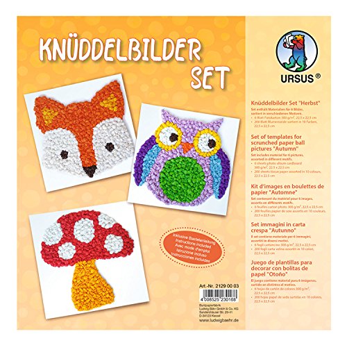Ursus 21290003 - Knüddelbilder Set, Herbst, ca. 22,5 x 22,5 cm, 300 g/qm, 6 Bilder in verschiedene Motive, einseitig bedruckt, inklusive Bastelanleitung, für Jungen und Mädchen Ursus 21290003 - Knüddelbilder Set, Herbst, ca. 22,5 x 22,5 cm, 300 g/qm, 6 Bilder in verschiedene Motive, einseitig bedruckt, inklusive Bastelanleitung, für Jungen und Mädchen von Ursus