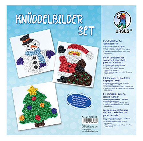 Ursus 21290004 - Knüddelbilder Set, Weihnachten, ca. 22,5 x 22,5 cm, 300 g/qm, 6 Bilder in verschiedene Motive, einseitig bedruckt, inklusive Bastelanleitung, für Jungen und Mädchen Ursus 21290004 - Knüddelbilder Set, Weihnachten, ca. 22,5 x 22,5 cm, 300 g/qm, 6 Bilder in verschiedene Motive, einseitig bedruckt, inklusive Bastelanleitung, für Jungen und Mädchen von Ursus