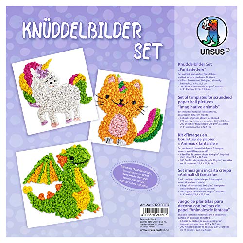 Ursus 21290007 - Knüddelbilder Set Fantasietiere, 6 Blatt Fotokarton 300 g/m², ca. 22,5 x 22,5 cm einseitig bedruckt, 200 Blatt Blumenseiden in 11 verschiedenen Farben, inklusive Bastelanleitung Ursus 21290007 - Knüddelbilder Set Fantasietiere, 6 Blatt Fotokarton 300 g/m², ca. 22,5 x 22,5 cm einseitig bedruckt, 200 Blatt Blumenseiden in 11 verschiedenen Farben, inklusive Bastelanleitung von Ursus