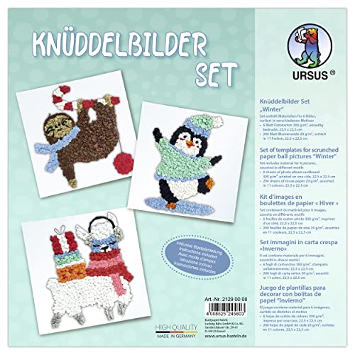 Ursus 21290008 - Knüddel-Bilder "Winter", Bastel-Set für Kinder ab 3 Jahren, mit 6 Motiv-Vorlagen und farbigem Seidenpapier, zum Basteln von Bildern aus Papierkugeln Ursus 21290008 - Knüddel-Bilder "Winter", Bastel-Set für Kinder ab 3 Jahren, mit 6 Motiv-Vorlagen und farbigem Seidenpapier, zum Basteln von Bildern aus Papierkugeln von Ursus