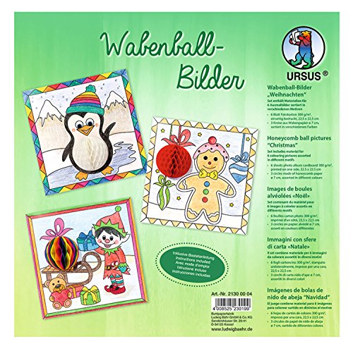 Ursus 21300004 - Wabenball Bilder, Weihnachten, 300 g/qm, 6 Ausmalbilder, einseitig Bedruckt mit niedlichen Motiven zum Ausmalen, inklusive Bastelanleitung, für Jungen und Mädchen Ursus 21300004 - Wabenball Bilder, Weihnachten, 300 g/qm, 6 Ausmalbilder, einseitig Bedruckt mit niedlichen Motiven zum Ausmalen, inklusive Bastelanleitung, für Jungen und Mädchen von Ursus