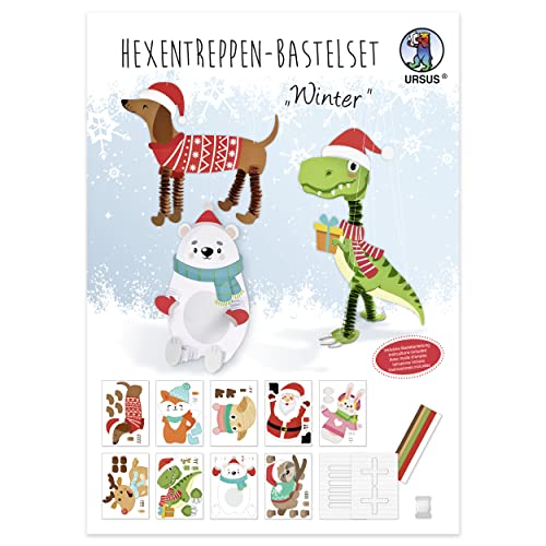 Ursus 21360099F - Hexentreppen Bastelset Winter, Set für 9 weihnachtliche Tiere aus Fotokarton, 25 x 35 cm, 300 g/qm, inkl. Papierstreifen, Vorlage, Faden zum Aufhängen und Bastelanleitung Ursus 21360099F - Hexentreppen Bastelset Winter, Set für 9 weihnachtliche Tiere aus Fotokarton, 25 x 35 cm, 300 g/qm, inkl. Papierstreifen, Vorlage, Faden zum Aufhängen und Bastelanleitung von Ursus