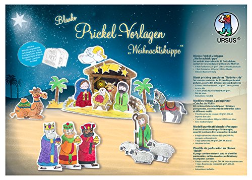 Ursus 21380099 - Blanko Prickelvorlagen, Weihnachtskrippe, weiß, 9 Motiven, einseitig bedruckt, Leporello mit Weihnachtsgeschichte in 5 Sprachen, inklusive Bastelanleitung Ursus 21380099 - Blanko Prickelvorlagen, Weihnachtskrippe, weiß, 9 Motiven, einseitig bedruckt, Leporello mit Weihnachtsgeschichte in 5 Sprachen, inklusive Bastelanleitung von Ursus