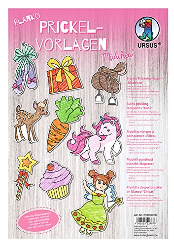 Ursus 21390099 - Blanko Prickelvorlagen, Mädchen, 220 g/qm, 27 Prickelmotive, in verschiedenen Größen und Motiven 9 Motiven, inklusive Bastelanleitung Ursus 21390099 - Blanko Prickelvorlagen, Mädchen, 220 g/qm, 27 Prickelmotive, in verschiedenen Größen und Motiven 9 Motiven, inklusive Bastelanleitung von Ursus