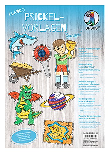 Ursus 21400099 - Blanko Prickelvorlagen, Jungen, 220 g/qm, 27 Prickelmotive, in verschiedenen Größen und Motiven 9 Motiven, inklusive Bastelanleitung Ursus 21400099 - Blanko Prickelvorlagen, Jungen, 220 g/qm, 27 Prickelmotive, in verschiedenen Größen und Motiven 9 Motiven, inklusive Bastelanleitung von Ursus
