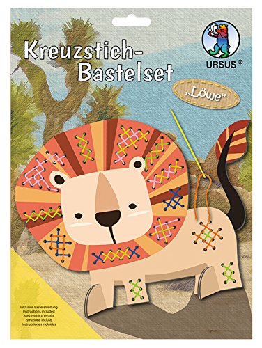 Ursus 21420008F - Kreuzstich Bastelset, Löwe,Tiermotiv Aufsteller ca. 21 x 18 cm, Garn in 5 verschiendenen Farben, je 8 m lang, inklusive Bastelanleitung, für Jungen und Mädchen Ursus 21420008F - Kreuzstich Bastelset, Löwe,Tiermotiv Aufsteller ca. 21 x 18 cm, Garn in 5 verschiendenen Farben, je 8 m lang, inklusive Bastelanleitung, für Jungen und Mädchen von Ursus