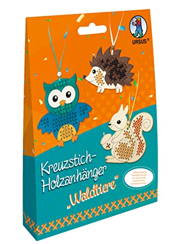 Ursus 21440003 - Kreuzstich Waldtiere, Bastel-Set für Kinder mit 3 Holz-Anhängern, Stickgarn, Sticknadeln, Deko-Material und Anleitung, bunt Ursus 21440003 - Kreuzstich Waldtiere, Bastel-Set für Kinder mit 3 Holz-Anhängern, Stickgarn, Sticknadeln, Deko-Material und Anleitung, bunt von Ursus