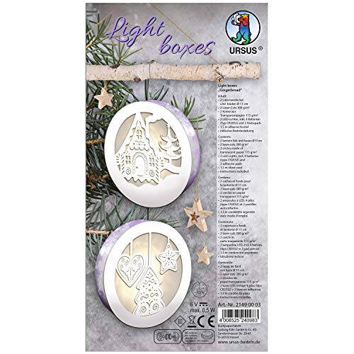 Ursus 21490003 - Light Boxes ca. Ø 11 cm Gingerbread, 2 Laternendeckel und -böden, 2 Laser Cuts, 2 Kreise aus Transparentpapier 115 g/m², 2 LED Lichter, inklusive Zubehör und Bastelanleitung Ursus 21490003 - Light Boxes ca. Ø 11 cm Gingerbread, 2 Laternendeckel und -böden, 2 Laser Cuts, 2 Kreise aus Transparentpapier 115 g/m², 2 LED Lichter, inklusive Zubehör und Bastelanleitung von Ursus