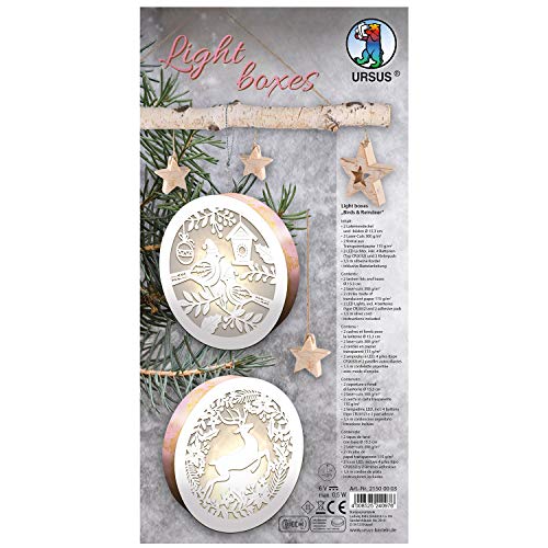 Ursus 21500003 - Light Boxes ca. Ø 15,3 cm Birds & Reindeer, 2 Laternendeckel und -böden, 2 Laser Cuts, 2 Kreise aus Transparentpapier 115 g/m², 2 LED Lichter, inkl. Zubehör und Bastelanleitung Ursus 21500003 - Light Boxes ca. Ø 15,3 cm Birds & Reindeer, 2 Laternendeckel und -böden, 2 Laser Cuts, 2 Kreise aus Transparentpapier 115 g/m², 2 LED Lichter, inkl. Zubehör und Bastelanleitung von Ursus