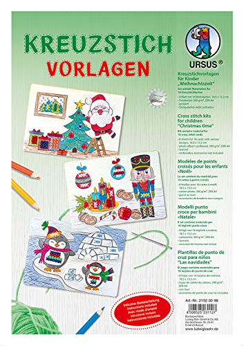 Ursus 21520099 - Kreuzstichvorlagen für Kinder, Weihanchtszeit, 8 Blatt mit 16 verschiedenen Motiven, ca. 18,5 x 13,2 cm, aus Fotokarton 300 g/qm, DIN A4,gelasert, inklusive Bastelanleitung Ursus 21520099 - Kreuzstichvorlagen für Kinder, Weihanchtszeit, 8 Blatt mit 16 verschiedenen Motiven, ca. 18,5 x 13,2 cm, aus Fotokarton 300 g/qm, DIN A4,gelasert, inklusive Bastelanleitung von Ursus