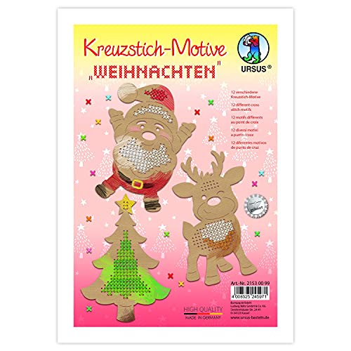 Ursus 21530099 - Kreuzstich-Motive Weihnachten, 12 weihnachtliche Stickbilder für Kinder aus braunem Kraftkarton, ca. 14 x 20 cm groß, Natur Ursus 21530099 - Kreuzstich-Motive Weihnachten, 12 weihnachtliche Stickbilder für Kinder aus braunem Kraftkarton, ca. 14 x 20 cm groß, Natur von Ursus