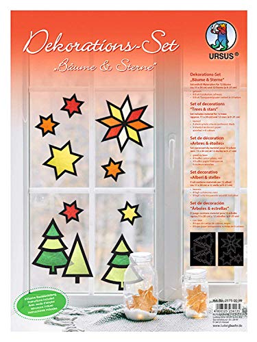 Ursus 21750099 - Dekorationsset Bäume & Sterne, Material für 6 Bäume und 6 Sterne, inklusive Bastelanleitung, ideal als winterliche Wand -, Fenster -, und Raumdekoration Ursus 21750099 - Dekorationsset Bäume & Sterne, Material für 6 Bäume und 6 Sterne, inklusive Bastelanleitung, ideal als winterliche Wand -, Fenster -, und Raumdekoration von Ursus