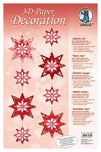 Ursus 21820099 - 3D Paper Dekoration Sterne, rot, Material für 8 große und 8 kleine Sterne, inklusive Bastelanleitung, ideal als winterliche Wand -, Fenster -, und Raumdekoration Ursus 21820099 - 3D Paper Dekoration Sterne, rot, Material für 8 große und 8 kleine Sterne, inklusive Bastelanleitung, ideal als winterliche Wand -, Fenster -, und Raumdekoration von Ursus