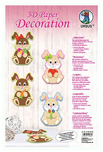 Ursus 21860099 - 3D Paper Dekoration Häschen, Material für 24 Häschen, ca. 6,5 x 9,5 cm, 3 lagig, inklusive Bastelanleitung, ideal zum Dekorieren von Karten, Scrapbooking und Geschenken Ursus 21860099 - 3D Paper Dekoration Häschen, Material für 24 Häschen, ca. 6,5 x 9,5 cm, 3 lagig, inklusive Bastelanleitung, ideal zum Dekorieren von Karten, Scrapbooking und Geschenken von Ursus